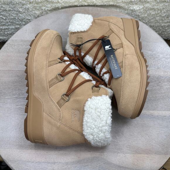 Sorel Evie Womens Size 9.5 Cozy Lace Up Boots Suede Taupe Winter Waterproof Boot - Picture 11 of 11